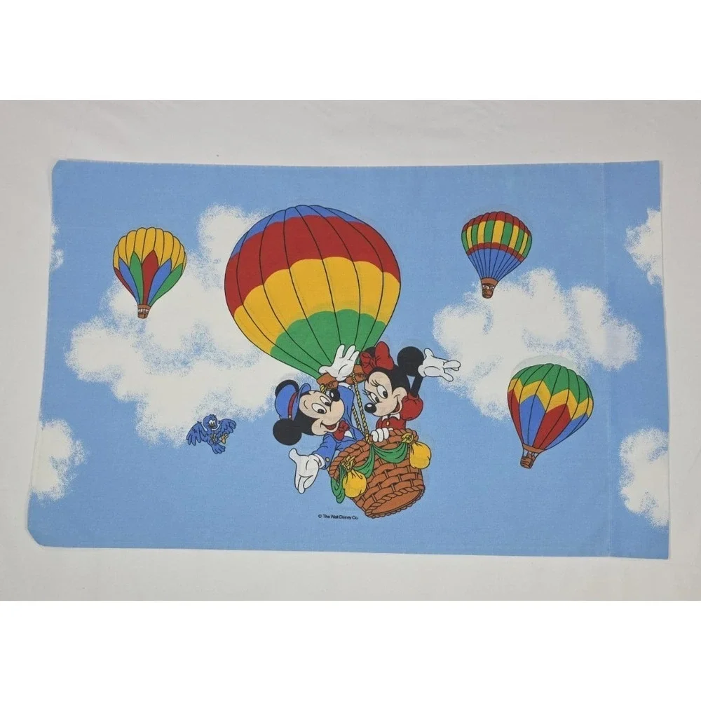 Vintage Sears Disney Mickey Minnie Pillowcase Set USA Made 90s Balloon Clouds